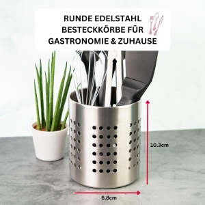 Westmark Cos de tacamuri/suport pentru ustensile de bucatarie, rotund, diametru: 6,8 cm, inaltime: 10,3 cm, otel inoxidabil, argintiu, 69002211, mic - Img 2