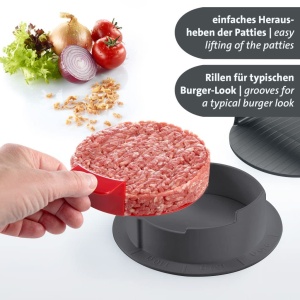 Westmark Hamburger Maker VARIO PLUS - Presa robusta pentru burgeri pentru chiftelute, dimensiuni individuale de chiftelute reglabile, aplicare curata, de asemenea pentru burgeri vegani - ABS - Img 5