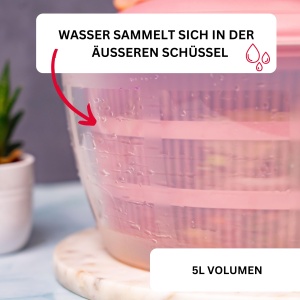 Westmark Salatschleuder Fortuna 5 Litri TransparentRoz BPA-Free - Img 5