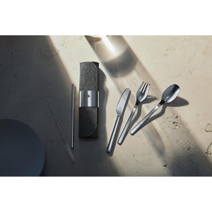 WMF my2Go, Otel inoxidabil, Set tacamuri 8 piese, Set tacamuri de calatorie in aer liber 1 persoana, Tacamuri de camping cu carcasa, Tacamuri de drumetie ecologice, paie, perie de curatare, accesorii de camping cadou - Img 2
