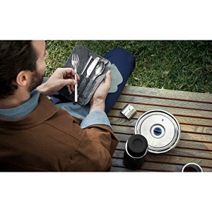 WMF my2Go, Otel inoxidabil, Set tacamuri 8 piese, Set tacamuri de calatorie in aer liber 1 persoana, Tacamuri de camping cu carcasa, Tacamuri de drumetie ecologice, paie, perie de curatare, accesorii de camping cadou - Img 12