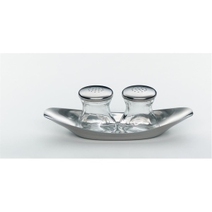 WMF Wagenfeld Shaker Set 3 bucati, Max si Moritz, shaker cu farfurie, piper cu sare, sticla, otel inoxidabil Cromargan mat, poate fi spalat in masina de spalat vase - Img 2