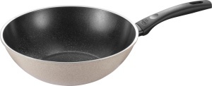 Wok BALLARINI Ledro 28 cm, Keramik Antihaft, Aluminiu Reciclat, Bej - Img 1