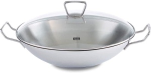 Wok din otel inoxidabil Fissler Kunming, 36 cm, capacitate 6,4 litri, cu capac din sticla - Img 3