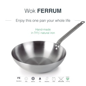 Wok din otel natural Lacor Ferrum, 28 cm, gri, fabricat in Europa - Img 3