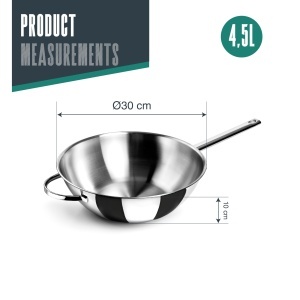 Wok Lacor 79830 cu fund termic, 30 cm, inox 1810, capacitate 4.5 litri - Img 2