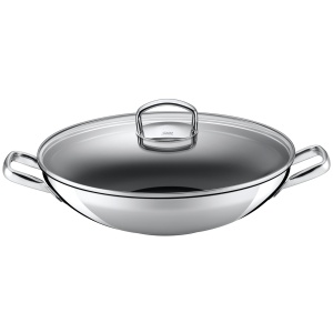 Wok Silit Hongkong 36 cm cu capac din sticla antiaderent compatibil inductie
