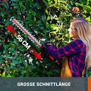 WORX WG264E.9 Trimmer de gard viu fara fir 20V - taiere eficienta si precisa datorita lamei duble de inalta calitate - lungime a lamei de 56 cm - distanta dinti de 20 mm - protectie varf lama - fara baterie si incarcator - Img 5