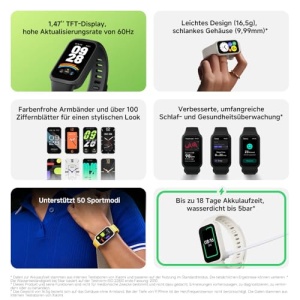Xiaomi Smart Band 9 Active Black - TFT de 147 450 nits baterie de 18 zile 50 de moduri sportive senzor SPO2 rezistent la apa 5ATM - Img 2