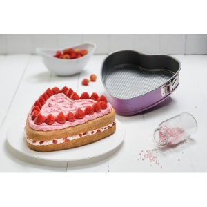 Zenker creative studio Tigaie cu arc Heart, tava de copt cu fund plat, tava de tort in forma de inima cu acoperire antiaderenta, coacere creativa (culoare: roz, argintiu), cantitate: 1 bucata - Img 7