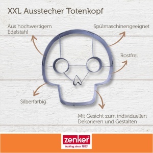 Zenker XXL Forma de Decupat Totenkopf 14x13 cm Otel Inoxidabil - Img 4