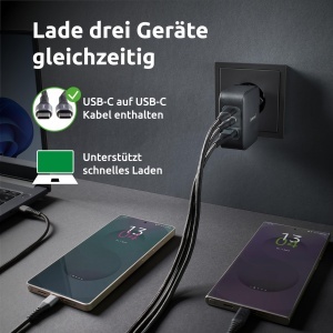 Adaptoare de alimentare Intenso 100W GaN cu 3 porturi, USB-C, negru - Img 2