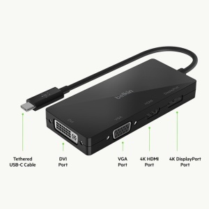 Adaptor video 4-in-1 USB-C Belkin cu HDMI, VGA, DVI, DisplayPort - Img 4