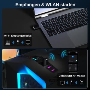 Adaptor Wi-Fi Tenda U11 USB pentru PC, 286 Mbits 2.4GHz, 600 Mbits 5GHz - Img 3