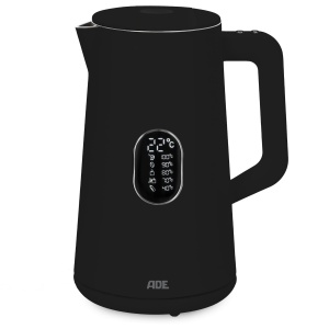 ADE Ceainic cu economie de energie cu setare a temperaturii 40-100degC | 1,5 l | Otel inoxidabil | Fara BPA | negru mat