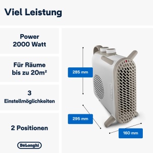 Aeroterma electrica DeLonghi Capsule Fit HFS70B20 2000W pozitionare flexibila alb - Img 2