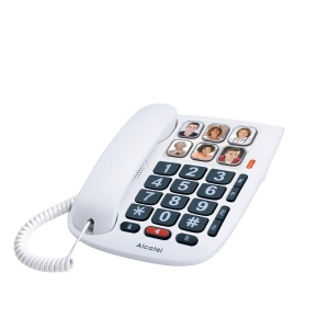 ALCATEL TMAX 10 - Telefon fix cu fir pentru seniori - Butoane mari - Functie hands-free - Indicatie vizuala pentru apelurile primite - Butoane cu fotografii - Compatibil cu aparate auditive - Alb - Img 1
