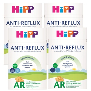 Alimentatie Speciala HiPP AR 4 x 600g - pentru Spunere si Reflux, cu Johannisbrotkernmehl