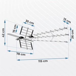 Antenna TV DVB-T2 Berdsen cu Amplificator, 80 km, Ultra HD 4K - Img 7