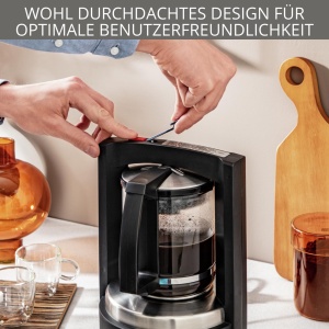 Aparat de cafea cu filtru Krups T8, 850 wati, oprire automata, 8-12 cani, capacitate 1L, filtru permanent, comutator de pornire/oprire iluminat, usor de utilizat, negru, KM4689 - Img 4