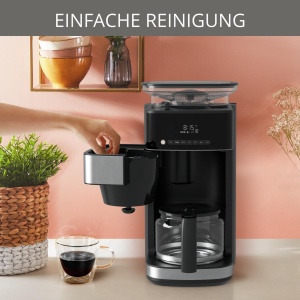 Aparat de cafea Krups KM8328 Grind Aroma cu rasnita | Cronometru de 24 de ore | Recipient de 180 g fasole | Capacitate de 1,25 L pentru pana la 15 cesti de cafea | Functie de oprire automata | 3 macinari | Negru - Img 5
