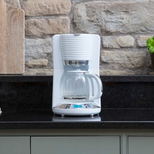 Aparat de cafea Russell Hobbs [temporizator digital, cap de dus pentru extractie si aroma optime] Inspire White (max 10 cani, ulcior de sticla de 1,25 l, placa de incalzire, 1100 W) Filtru de cafea 24390-56 - Img 7