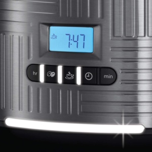 Aparat de cafea Russell Hobbs [Temporizator digital, cap de dus pentru extractie si aroma optime] Geo Stainless Steel Grey (max 12 cani, ulcior de sticla de 1,5 l, placa de incalzire, 1000W) Filtru de cafea 25270-56 - Img 3
