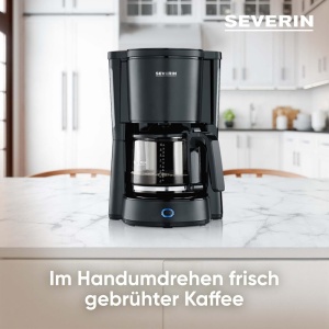 Aparat de cafea SEVERIN "Type" cu ulcior de sticla, cafea aromata, preparata rapid si silentios cu aparat de cafea pentru pana la 10 cani, aparat de cafea cu filtru, otel inoxidabil-negru, KA 9554 - Img 3