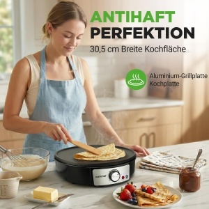 Aparat de facut crepes NutriChef 30 cm, negru, cu control temperatura - Img 2
