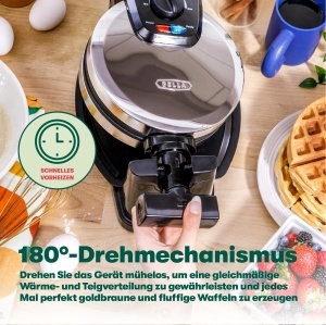 Aparat de facut waffles Bella, rotativ, 1000W, cu plite antiaderente - Img 5