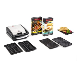 Aparat de gatit Tefal Snack Collection SW853D, 2 placi, antiaderente, negruinox