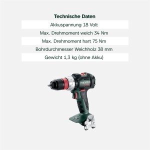 Aparat de gaurit cu acumulator Metabo BS 18 LT BL Q, 18 V, motor fara perii, cu sistem rapid de schimbare - Img 4
