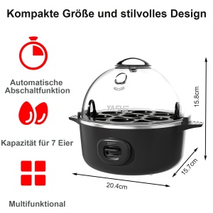 Aparat electric pentru fiert oua YASHE capacitate 7 oua functie automata BPA-free - Img 4