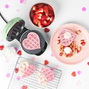 Aparat pentru vafe Giles Posner Mini-Waffeleisen, 5-in-1, placi detasabile, pastelor verde - Img 7