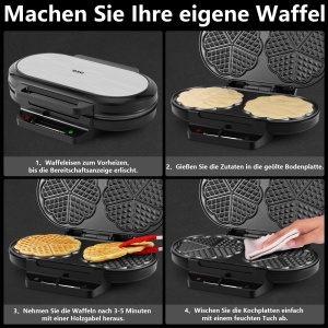 Aparat pentru vafe YASHE SW-2122M 1200W forma inima argintiunegru - Img 5