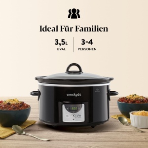 Aragaz lent digital Crockpot | 3,5 L (3 pana la 4 persoane) | Cronometru programabil cu numaratoare inversa | Mufa UE cu 2 pini | Negru [CSC113X] - Img 3