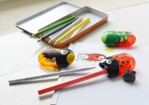 Ascutitoare cu doua fete Faber-Castell cu radiergummi, pentru creioane standard si jumbo, motiv Fisch - Img 4