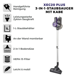 Aspirator cu fir Tower T513005 Pro XEC20 3 in 1, aspiratie ciclon, filtru HEPA 13 incorporat si aspirator de mana detasabil - Img 2
