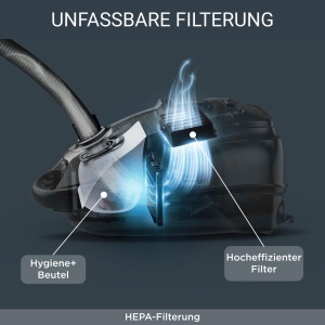 Aspirator cu sac Rowenta Silence Force RO7451 400W extrem de silentios motor Effitech albastru inchis - Img 5