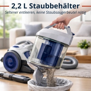 Aspirator Dirt Devil DD2503, 800W, HEPA 12, 2.2L, Alb - Img 5