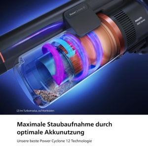Aspirator fara fir Philips Aqua seria 7000 motor digital PowerCyclone 12 cu lumini LED modul Aqua atasabil autonomie de pana la 80 de minute cu 2 acce - Img 4