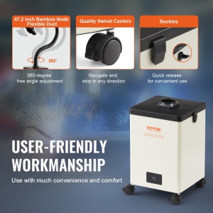 Aspirator fum de lipit VEVOR XF250U, 150W, 332 mh, 3 filtre, compact si mobil - Img 7