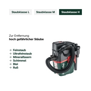 Aspirator Metabo AS 18 HEPA PC Compact, 18V, cu functie de suflare - Img 6
