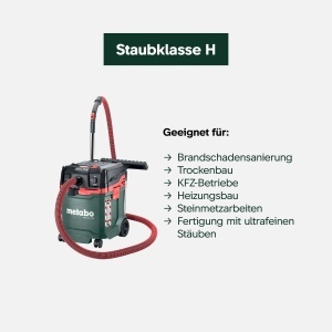 Aspirator Metabo ASA 30 H PC, 1200 W, pentru umed si uscat, Staubklasse H - Img 5