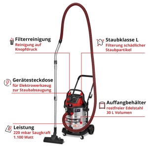 Aspirator multifunctional Einhell TE-VC 3080 SACL 30L HEPA Filtru - Img 2