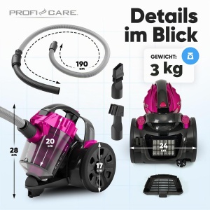 Aspirator Proficare PC-BS3134-Pink, 700 W, Beutelless, Rosa - Img 7