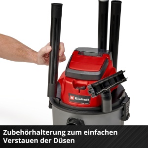 Aspirator umed si uscat fara fir Einhell TC-VC 18/15 Li-Solo Power X-Change (litiu-ion, recipient din plastic 15 l, 4 role, incl. furtun de aspiratie, diverse filtre, fara baterie si incarcator) - Img 8