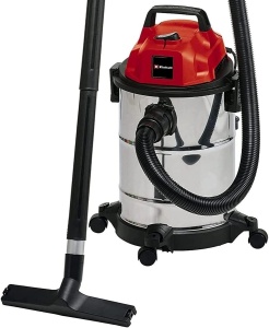 Aspirator umed/uscat Einhell TC-VC 1820 S (1250 wati, rezervor din otel inoxidabil 20l, racord de suflare, 4 role, sistem de furtun O36mm incl. furtun de aspiratie + extensie, duza combinata + filtru), negru - Img 1