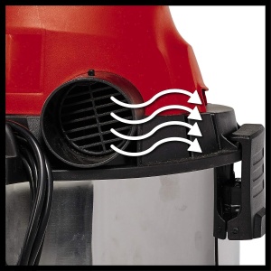 Aspirator umed/uscat Einhell TC-VC 1930 SA (1.500 wati, recipient din otel inoxidabil de 30 l, autom. Priza aparat, incl. furtun de aspiratie + tub prelungitor, duza combinata / duza pentru crapaturi, diverse filtre) - Img 6