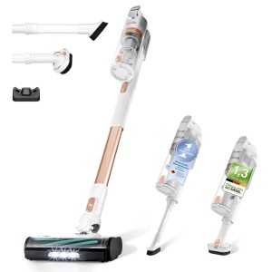 Aspirator vertical Levoit LVAC-200 Gold, autonomie 50 min, filtrare 99,9, anti-incalcire, pentru par de animale